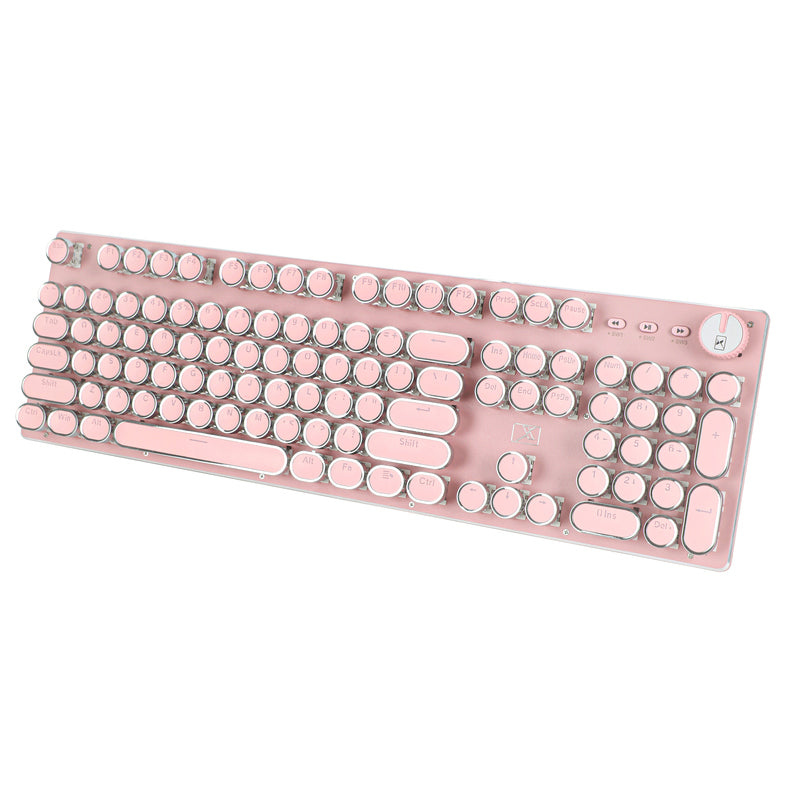 Punk Round Keycap Pink Gaming Mechanical Keyboard