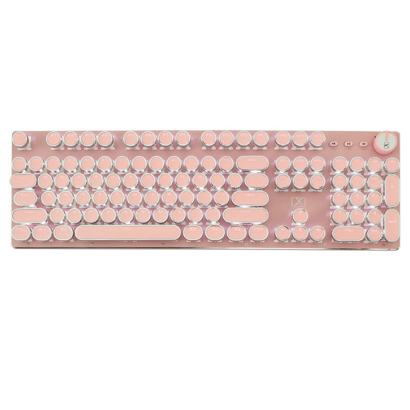 Punk Round Keycap Pink Gaming Mechanical Keyboard