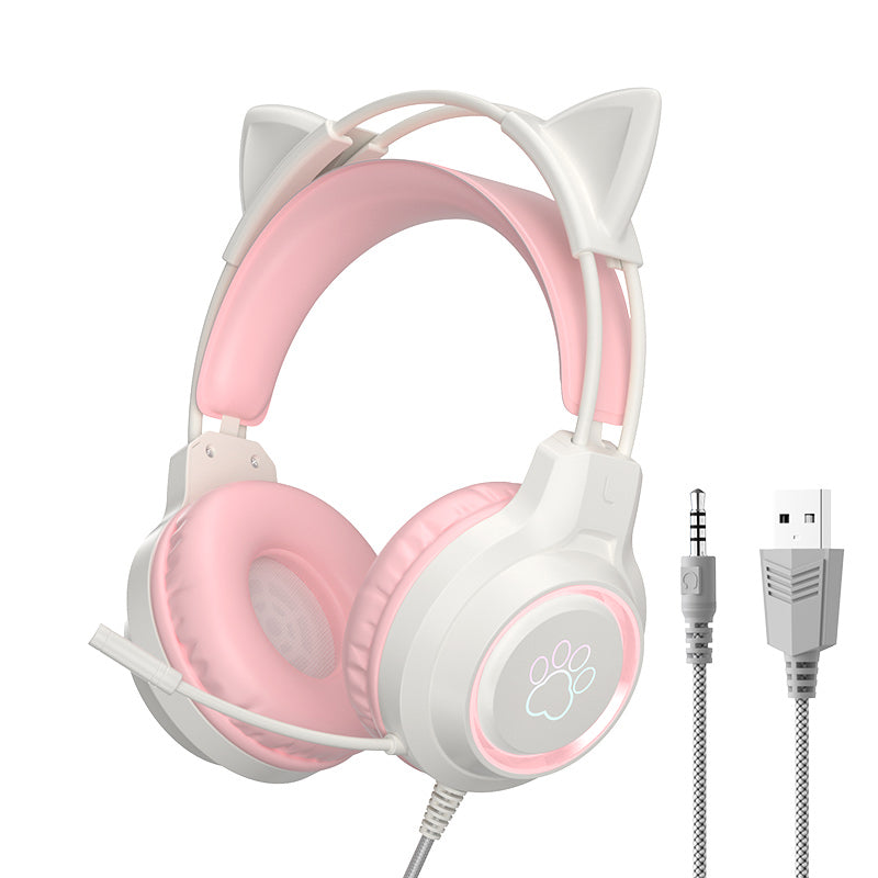 Pink Headphones Wired With Mic