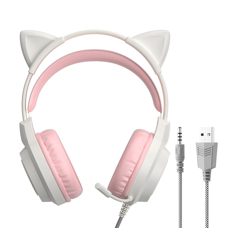 Pink Headphones Wired With Mic