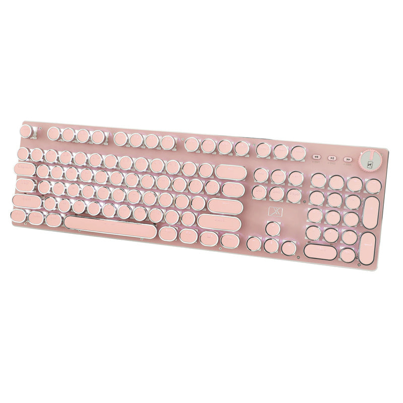 Punk Round Keycap Pink Gaming Mechanical Keyboard