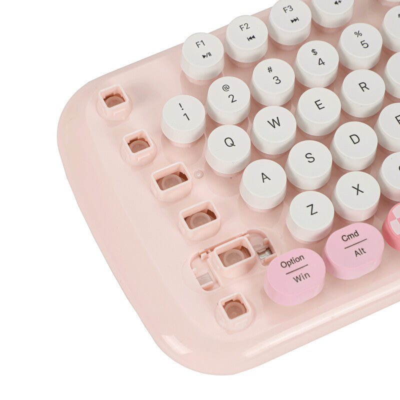 Round Punk Wireless Pink Keyboard And Mouse